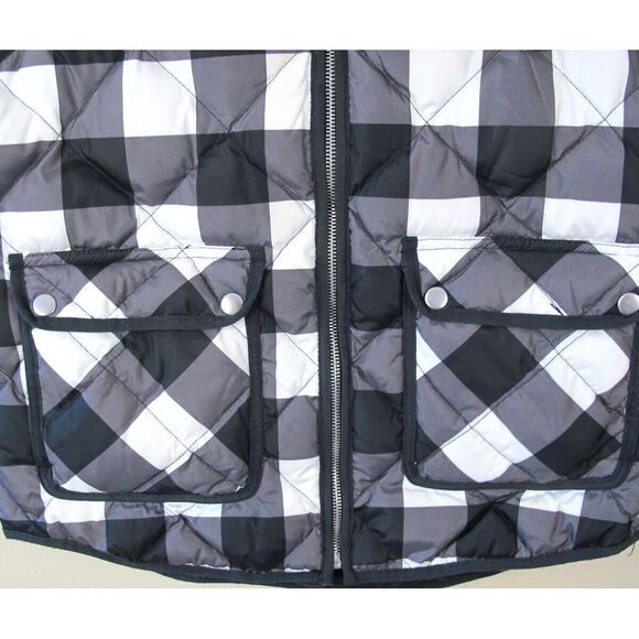 Woolrich Quilted Full Zip Down Puffer Vest Women's‎ Medium Black White Check - Picture 3 of 7